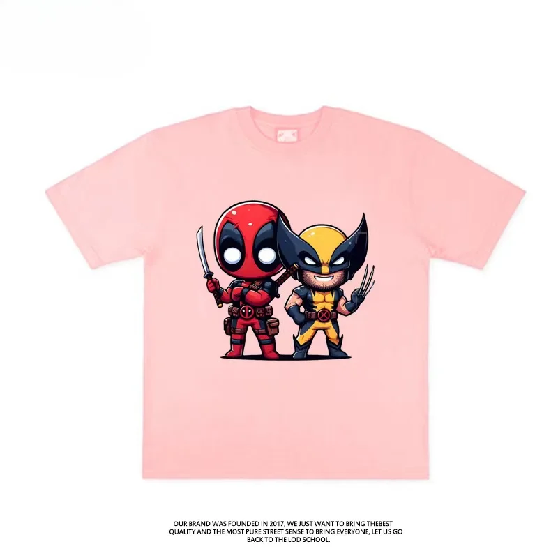 Deadpool and Wolverine Same Deadpool Marvel Movie Peripherals Clothes Short Sleeve T-Shirt Half Sleeve Men and Women