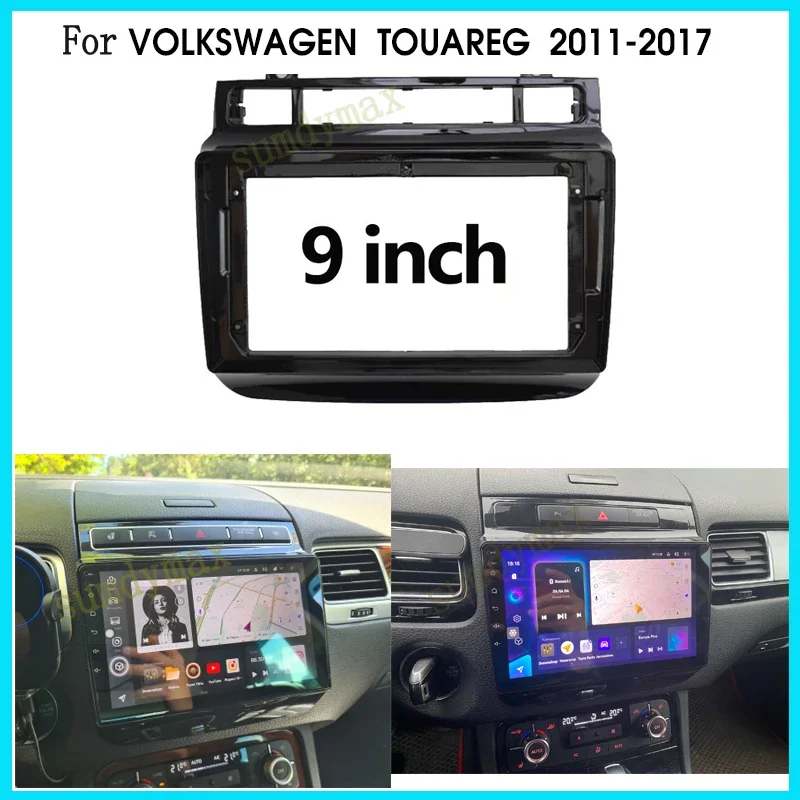 9inch 2 Din Car Radio Fascia Frame For Volkswagen Touareg 2010-2019 car Panel CD DVD Player Audio Frame Dashboard Mount Kit