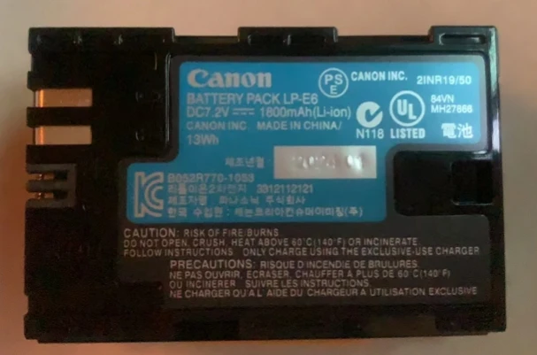 7.4V Original LP-E6 Camera Battery for Canon EOS R 5D Mark IV III 5DS 5DSR 6D 5D 7D Mark II 90D 80D 70D 60D 60Da Batteries