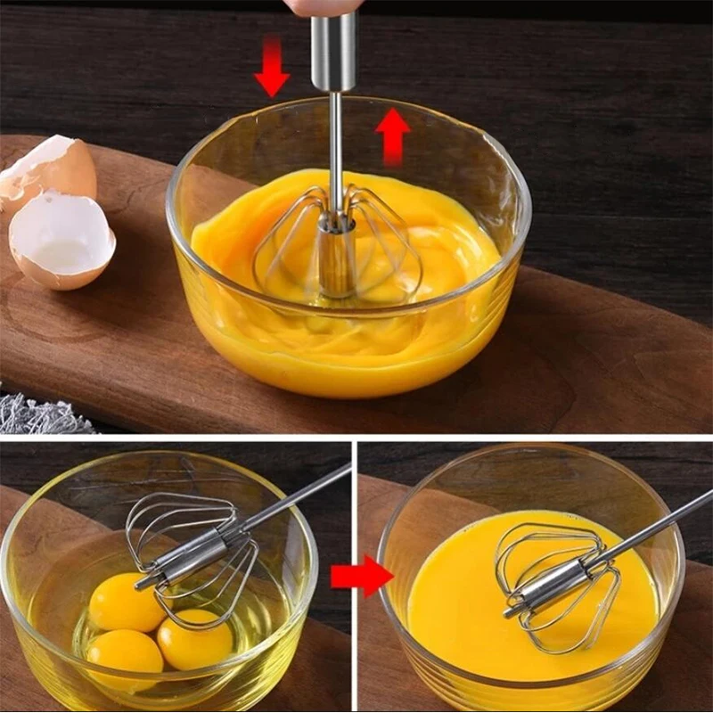 Stainless Steel Manual Egg Beater, Automatic stirrer, Hand Mixer, Self Turning, Egg Stirrer, Kitchen Accessories