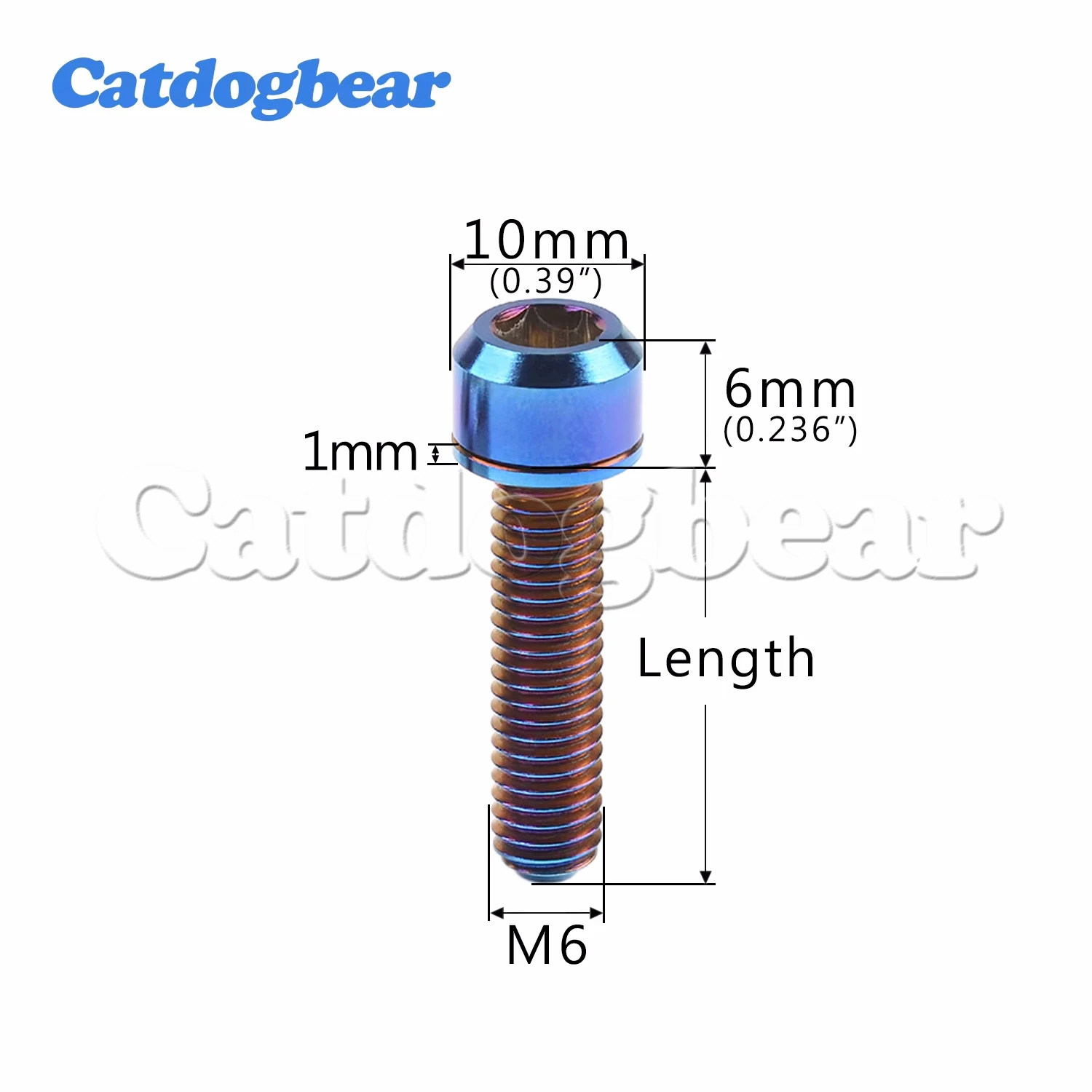 Catdogbear 4 stks M6x16 18 20 25 30 35mm Titanium Bolt Allen Hoofd met Ringen Fietsen Schroeven Fiets Accessoire