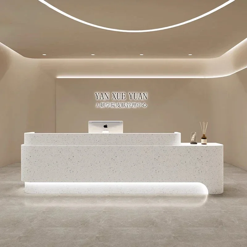 Front Desk Reception Counter Clothes Modern Luxury Furniture Customer Center Beauty Office Secretary Professional Cosmetics Bar