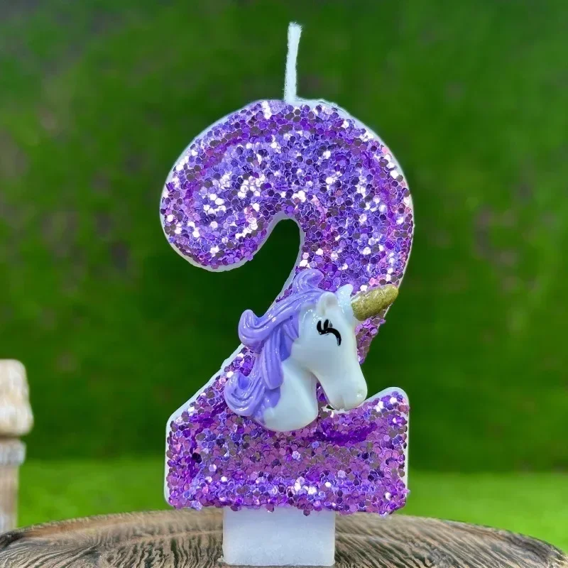 Happy Birthday Cake Decoration Digital Candles 0-9 DIY Unicorn Creative Party Cake Decoration Anniversary Commemorative Candles