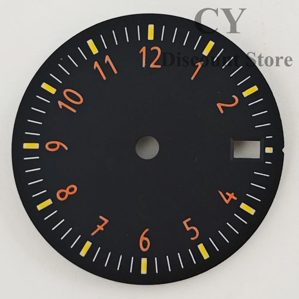 RICHUS NH35 Watch Dial 29mm Black Blue Green White Watch Dial Green Luminous Fit NH35 Movement Fit 3/3.8 O'clock Crown