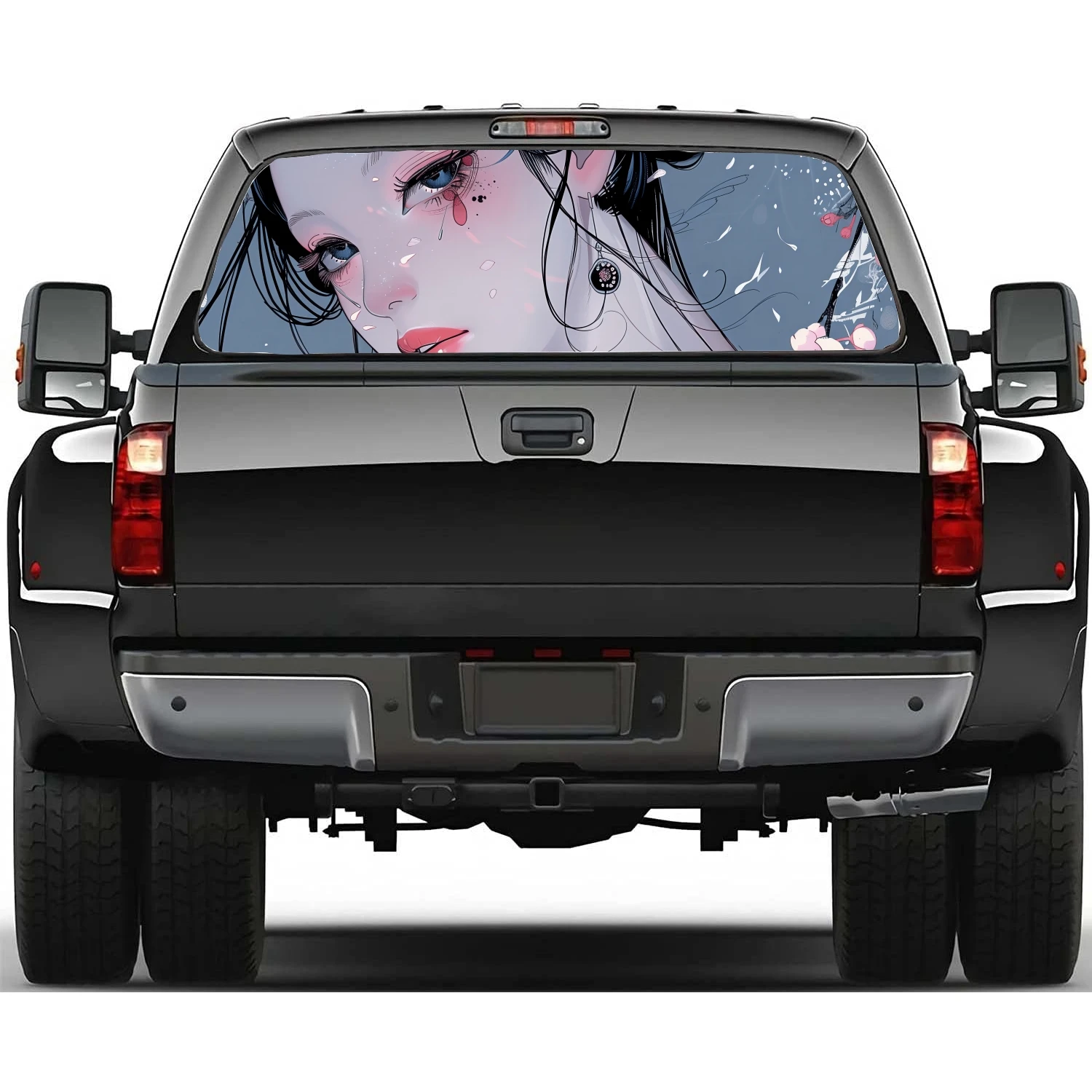 Japanese Geisha Plum Blossom Sakura Car Window Sticker Vinyl Translucent Decoration Truck Self-Adhesive Paint Film Decal Sticker