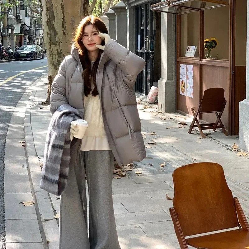 Unten Baumwolle Mantel Frauen Parkas Winter 2025 Neue Koreanische Warme Baumwolle Gefütterte Jacke Starke Mit Kapuze Windjacke Oberbekleidung Damen Top Flut