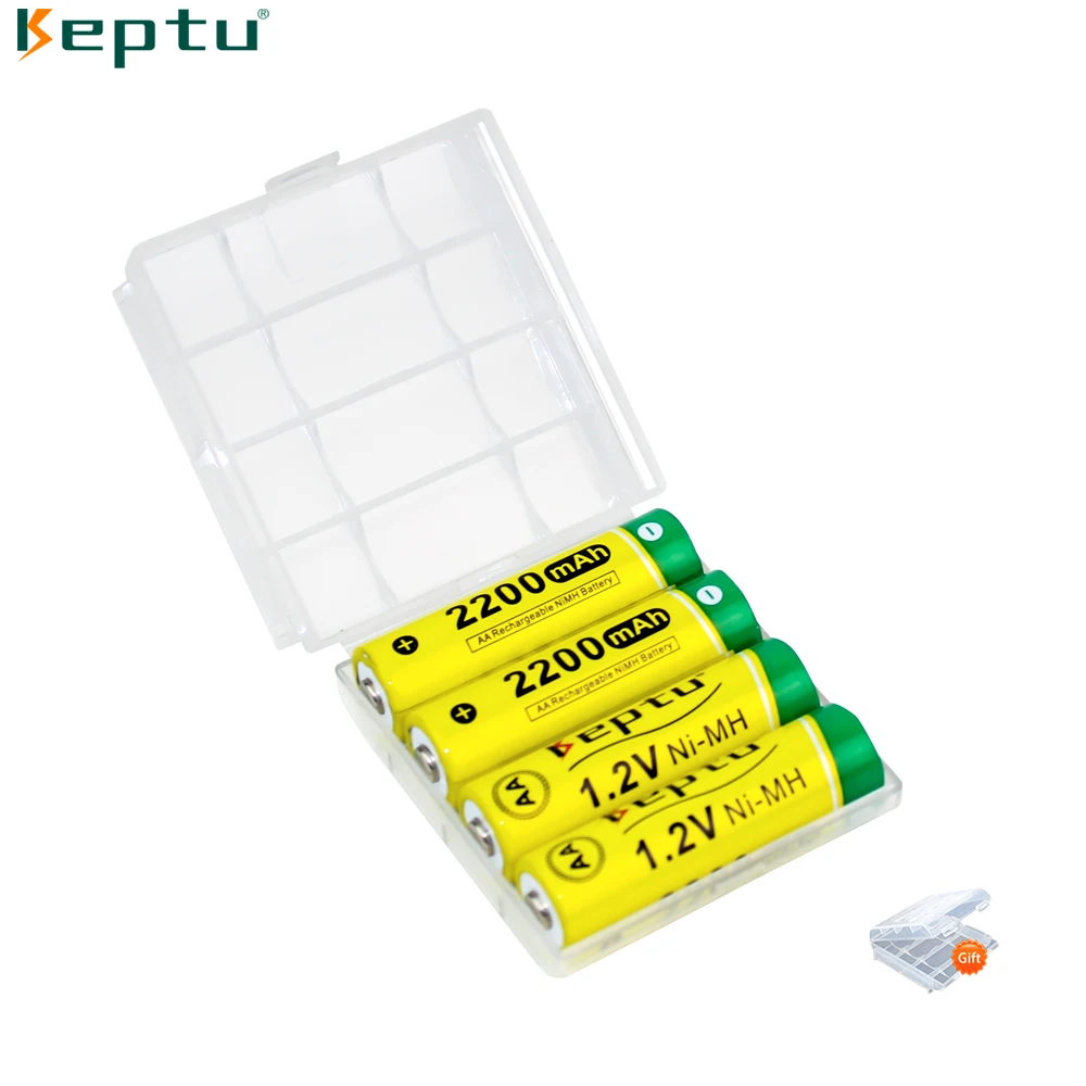 8pcs KEPTU 2200mAh 1.2V AA Rechargeable NI-MH aa Batteries with 8 Slots LCD Charger