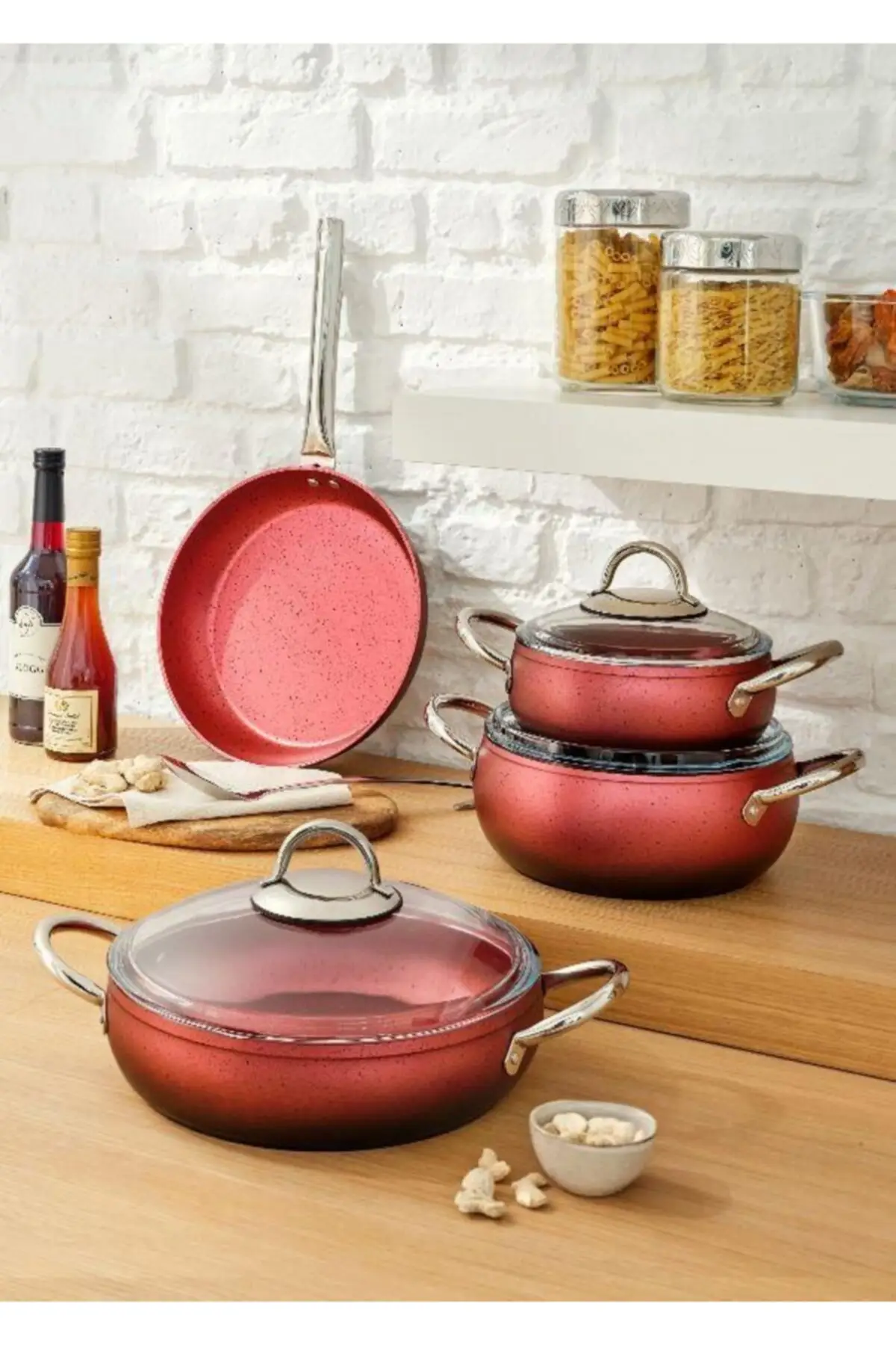 DOLBOVI Milet gradient tile 7 piece casserole Set Cookware Set Cookware