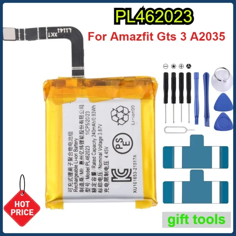 

240mAh PL462023 Replace the Battery For Amazfit Gts 3 A2035 Smart Watches Batteries + TOOLS