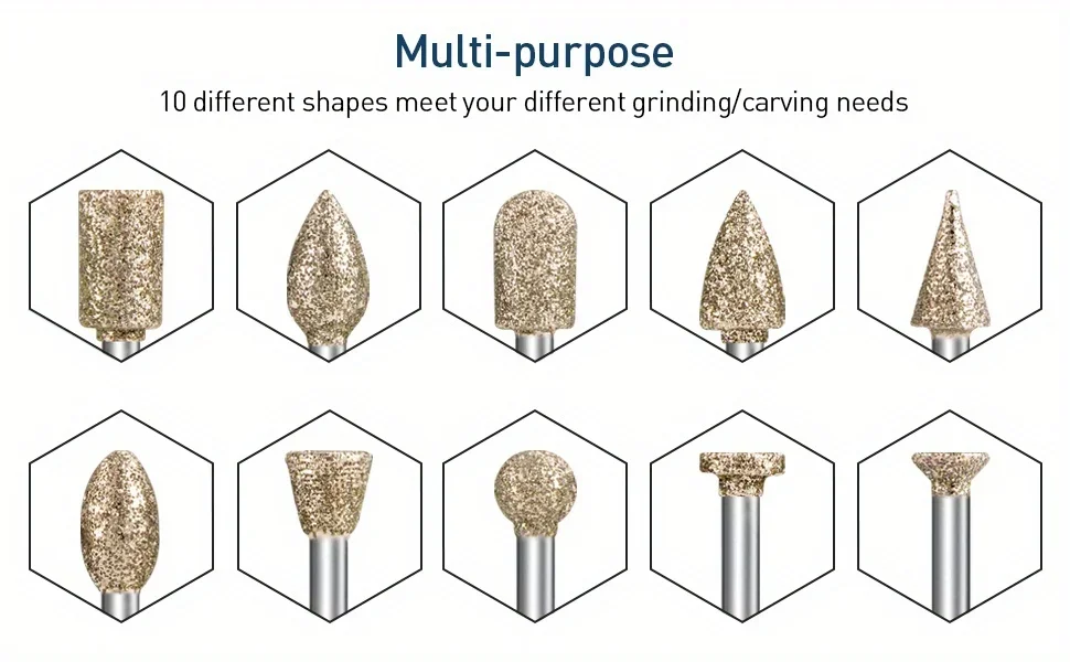 Mini broca rebarbas conjunto de bits para ferramenta rotativa acessórios moagem 3mm haste 20pcsaccessories cabeças moagem diamante