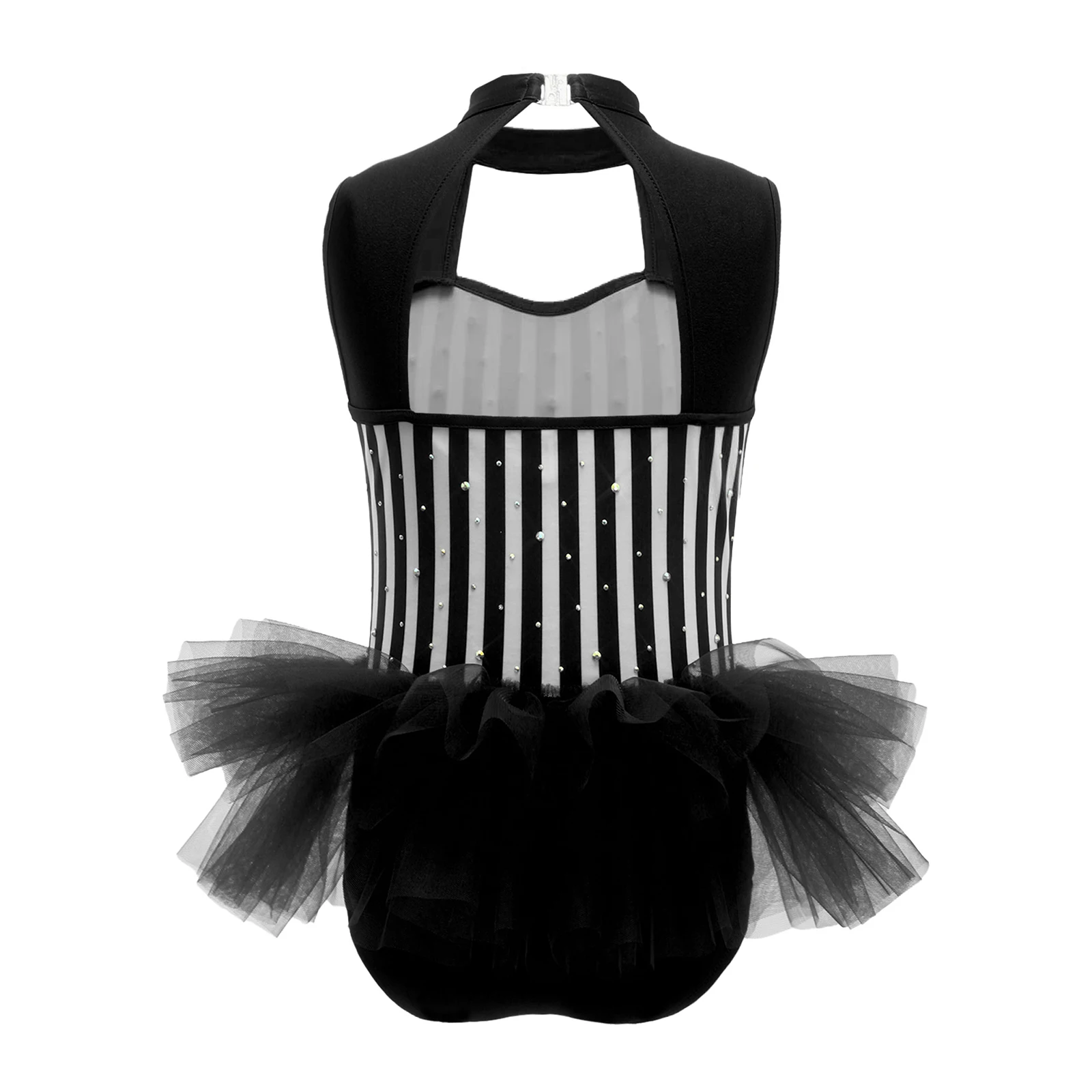 Traje de Maestra de Ceremonias de Circo para Niñas, Mono de Princesa con Rayas, Body con Volantes de Malla para Gimnasia, Ballet y Danza