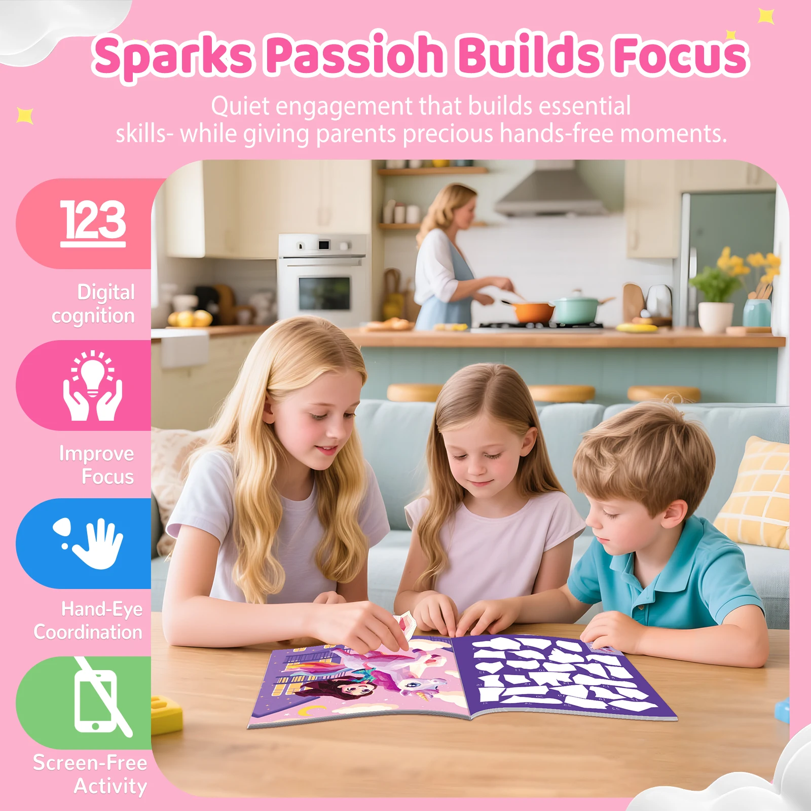 Zabawki edukacyjne dla dzieci Montessori Naklejki Książeczka do malowania po numerach Aktywności artystyczne i rzemieślnicze dla dziewczynek Małych dzieci Kreatywne zabawki ręcznie robione