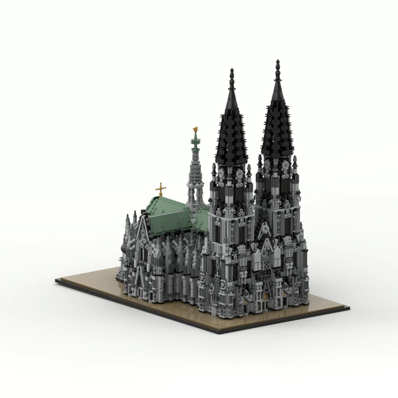 City Street View Model MOC Building Bricks 1:204 German Cathedral Modular Technology Gifts Holiday Assemble Children Toys Suit