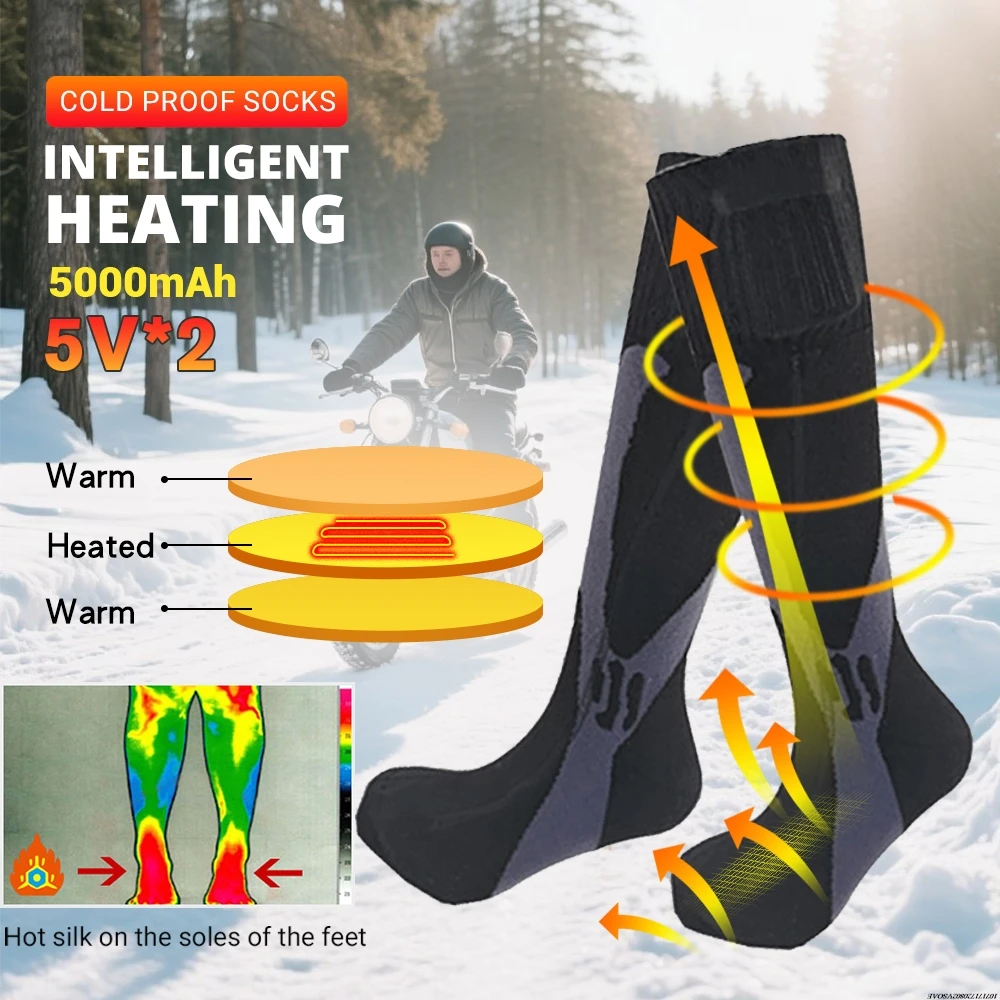 

Heating Socks With Battery USB Rechargeable Remote Control Thermal Heated Foot Warmer Outdoor Camping Ski Sports Heated Socks
