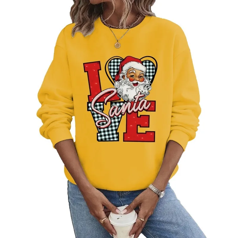 Round Neck Guard Europe and The United States Christmas Long Sleeves Hot Selling Christmas Love Letter Printing Sweatshirt