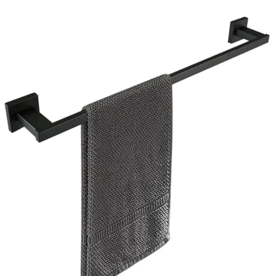 

LANC 24-Inche Black Towel Bar for Bathroom Wall Mounted Matte Black Bath Towel Rack Stainless Steel Towel Rod for Cabinet Kit