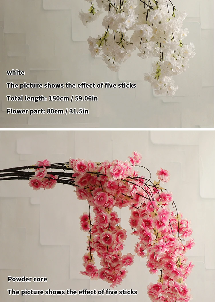 Künstlicher Kirschblütenbaum Rosa Weiß Seidenblume Zweig für Hochzeit Bogen Bonsai DIY Zuhause Party Dekoration – Detail 17