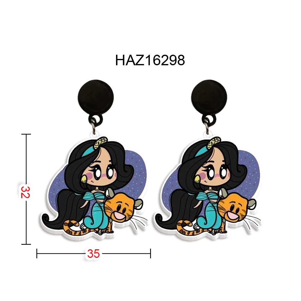 Cartoon Disney Funny Princess Design Pendant Earrings Design Drop Earrings Transparent Acrylic Women Girl Jewelry Accessories