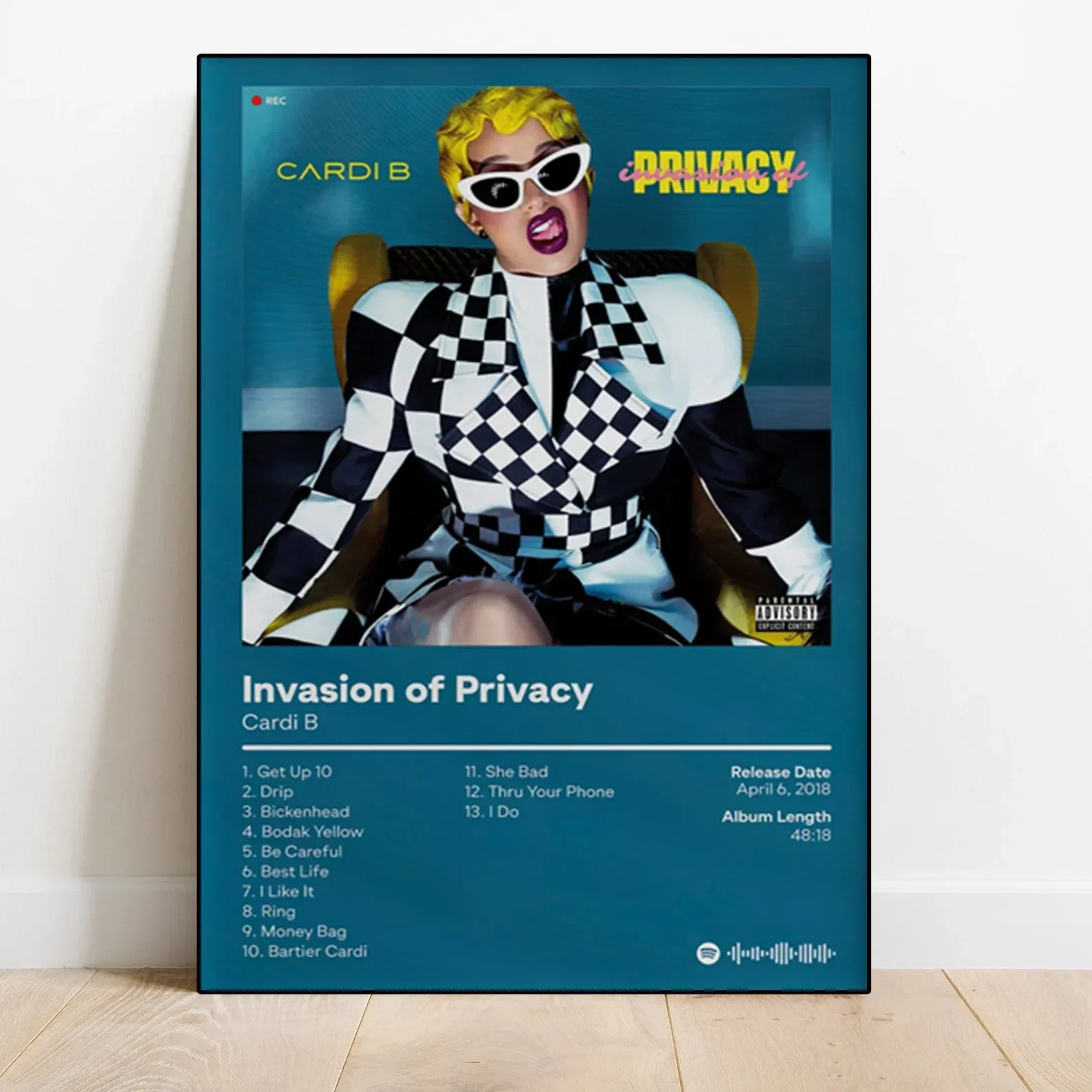 Pop Rap Music Album Cover Cardi B Poster Aesthetic Rapper Hip Hop Rock Invasion of Privacy Canvas Art Home Room Wall Decoration