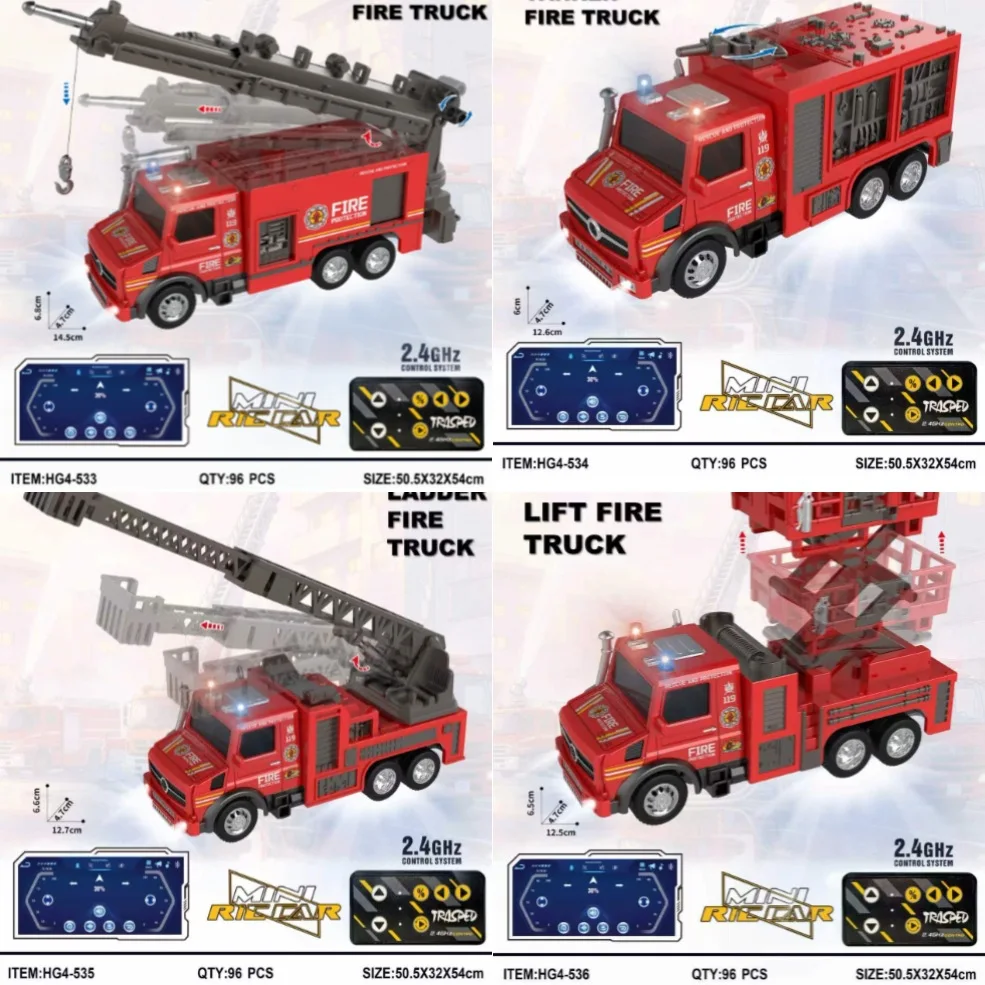 New Hengguan 1:64 Mini Dual Control Alloy Small Scale Rescue Fire Truck Remote Control Car Toy Suitable for Festival Gifts