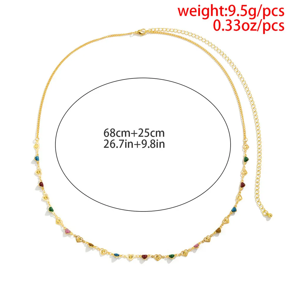 Cosysail Sexy Love Heart Waist Chain for Women Girl Minimalist Hollow out Colorful Heart Belly Chain Summer Beach Jewelry 2022