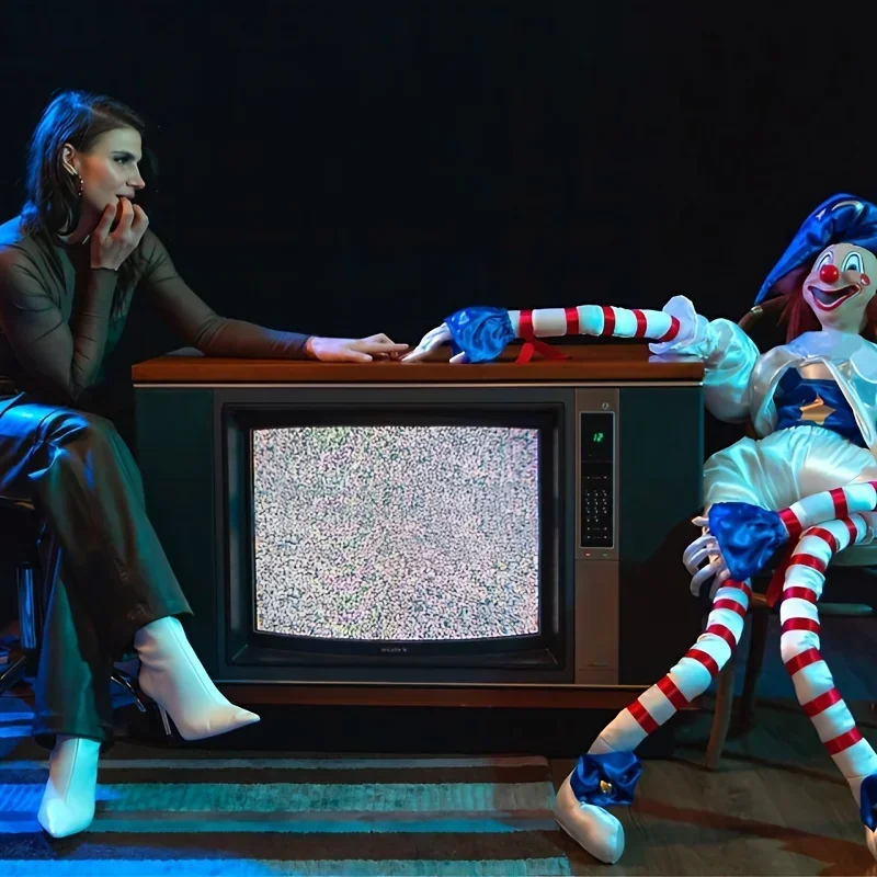 할로윈 소름 끼치는 파란색 모자 광대 인형 장식, 면 봉제 부드러운 장난감, 파티 거실 책상 소파 축제 장식, 장난 선물