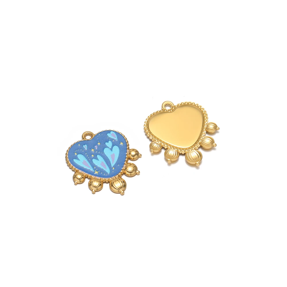 4Pcs Stainless Steel Cartoon Bear Enamel Charms Heart Pendant for DIY Necklaces Jewelry Making Bracelet Findings Earrings Crafts