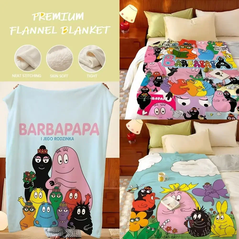 Cartoon B-Barbapapa Throw Flannel Throw Blanket, Lightweight Cozy, Durable Washable cute Cool