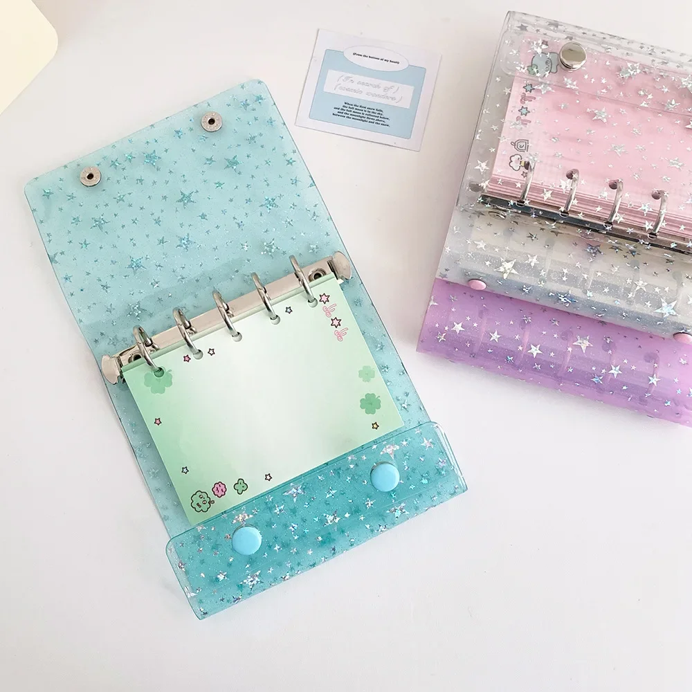 M5 5Holes Transparent Color Star Loose Leaf Candy Colored Binder Cover Journal Sketchbook Accessories Diary Office Supplies