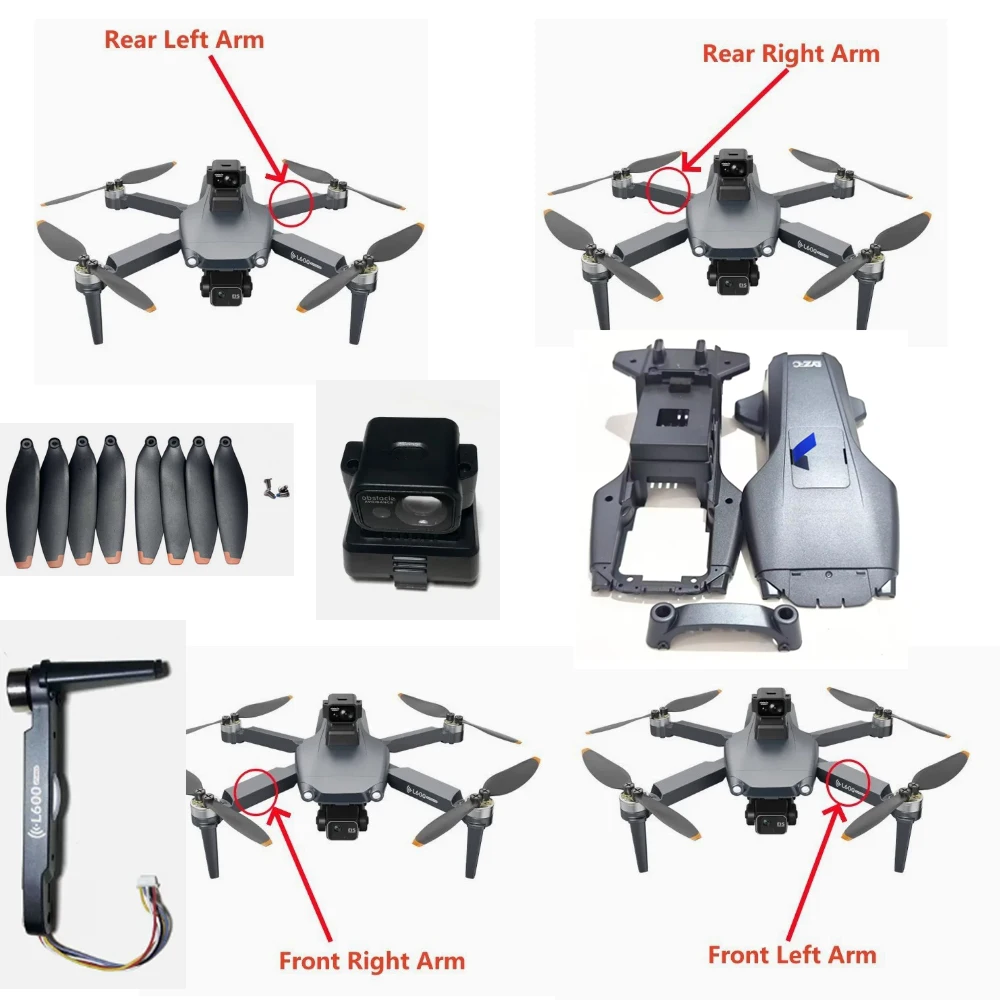Spare Part L600 Propeller Blade / Motor Arm with Engine / Laser Obstacle Avoidance for LYZRC L600 PRO / L600 PRO MAX Accessory