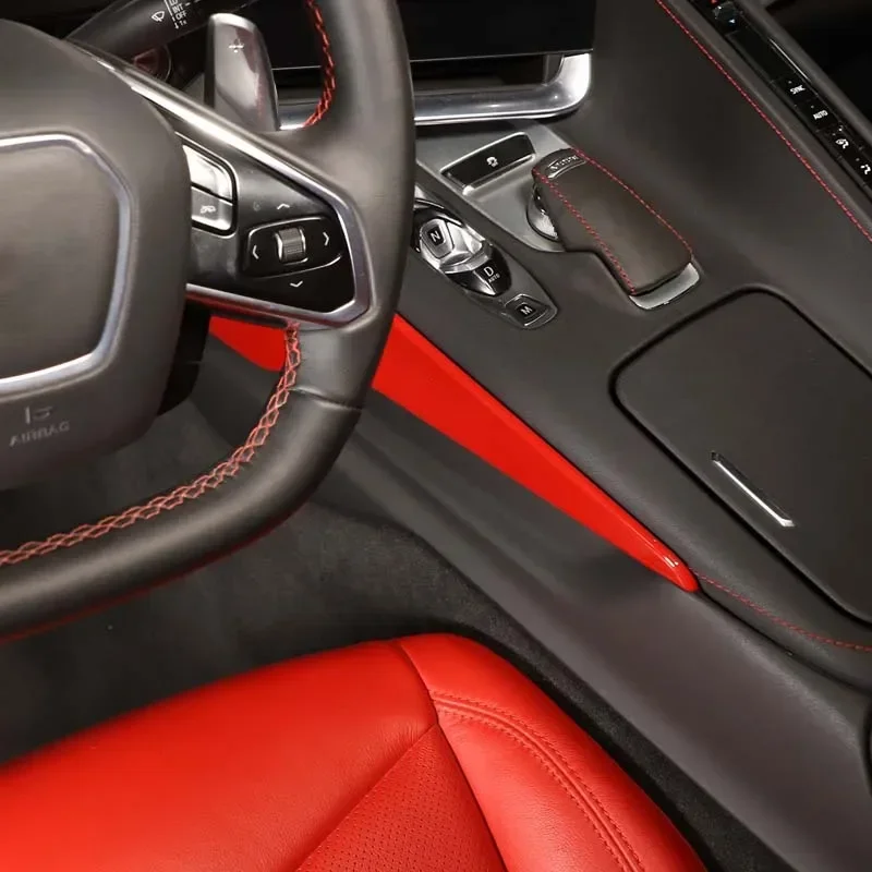 For Chevrolet Corvette C8 2020-2023 ABS Red Car Center Console Knee Side Panel Cover trim Sticker Car Accessories