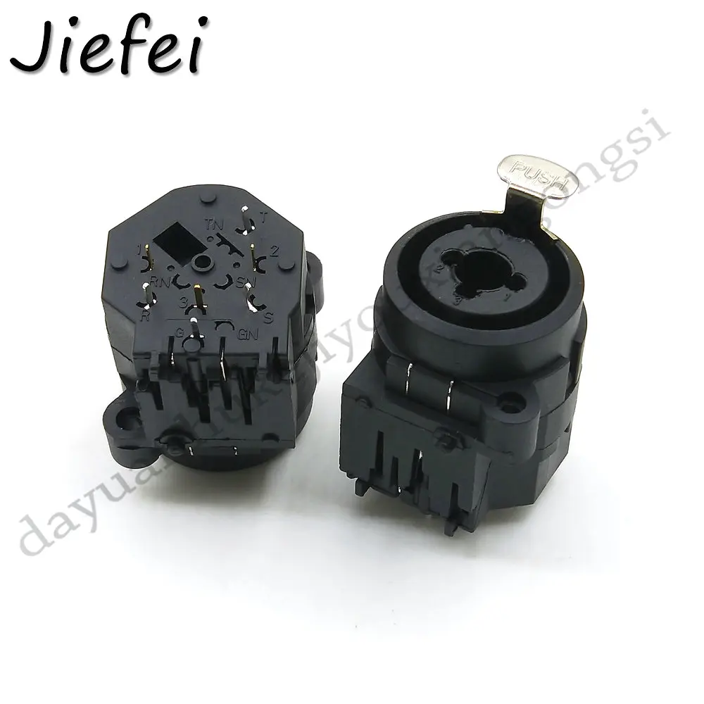 100Pcs 7Pin / 10Pin Dual XLR Jack+6.35mm Female Socket Set XLR Microphone Jack Seat Audio Socket Panel Mounted