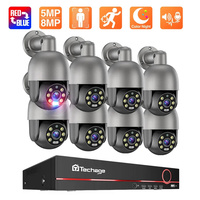 Techage HD 5MP 8MP POE Smart Security PTZ Camera System Outdoor Ultra  H.265 8CH CCTV System Full Color Night Surveillance Kit