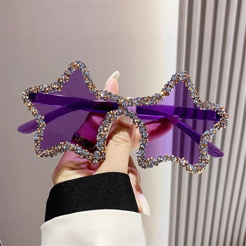 Retro Pentagon Star Shaped Sunglasses UV400 Protection Colorful Rhinestone Pentagon Sun Glasses Shades Unisex