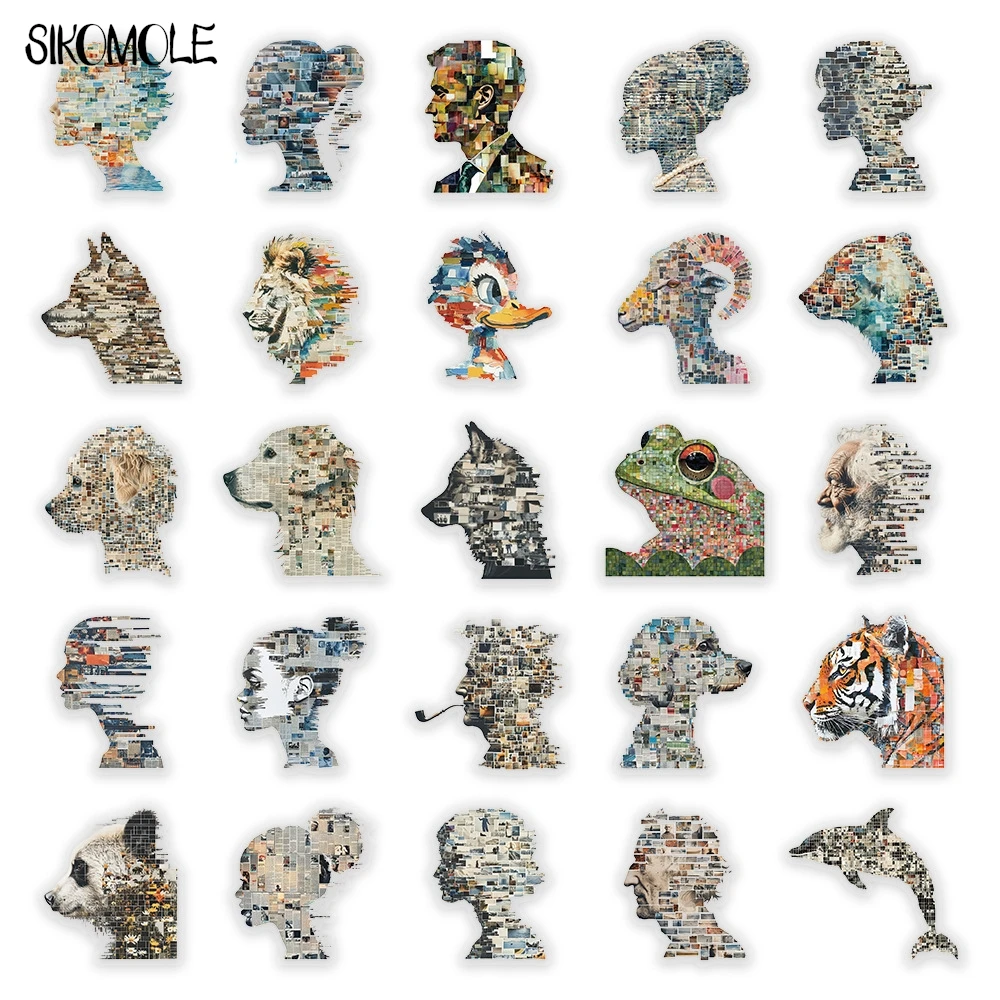 50PCS Art Photo Collage Portrait Transparent Sticker Book INS DIY Diary Decorative Accounts Laptop Skateboards Graffiti Stickers