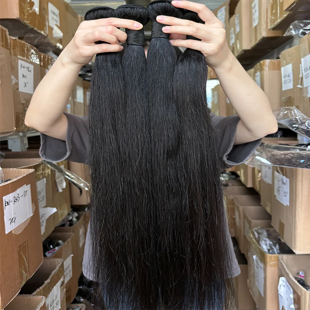 Annione feixes de cabelo humano em linha reta 12a pacotes de cabelo cru 100% cabelo humano onda brasileira 3/4 pacotes trança em massa extensão do cabelo