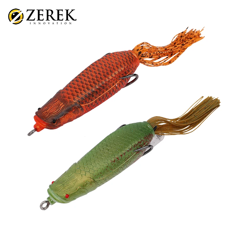 

24 ZEREK Clicker Frog Плавающая приманка Мягкая лягушка 80 мм 22 г/95 мм 29 г Размер крючка # 4/0 Верхняя вода с задним утяжением