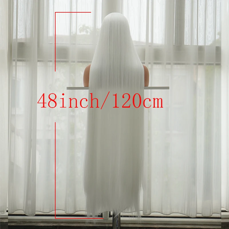 120 سنتيمتر 48 بوصة المرأة سوبر طويل مستقيم شعر مستعار اصطناعي-الحرارة قابل للتعديل روز صافي كاب مثل الملمس لجميع القديسين ، تأثيري ،