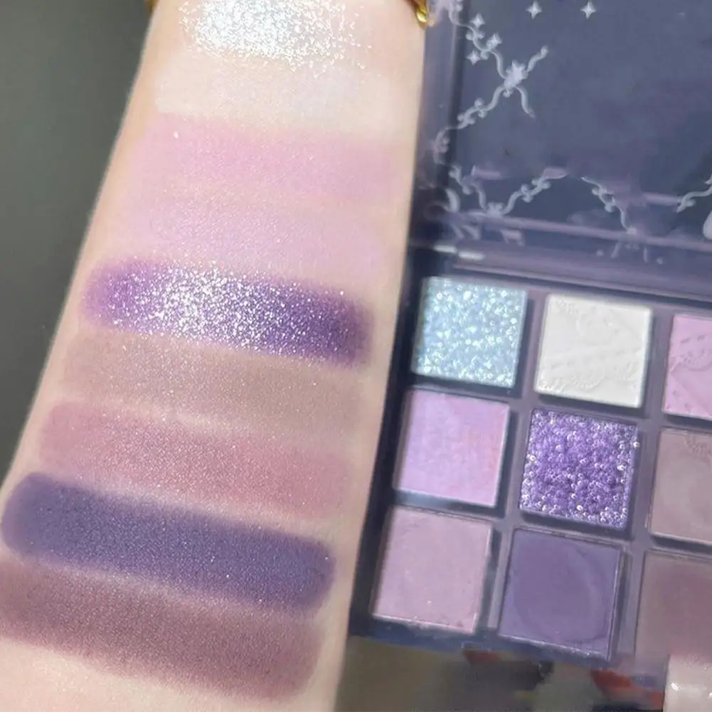 Mädchen 9 Farben Glitzer Lidschatten Palette lila Schimmer Perl glanz Auge wasserdicht Highlight y2k Werkzeug matt Make-up lila n0g7