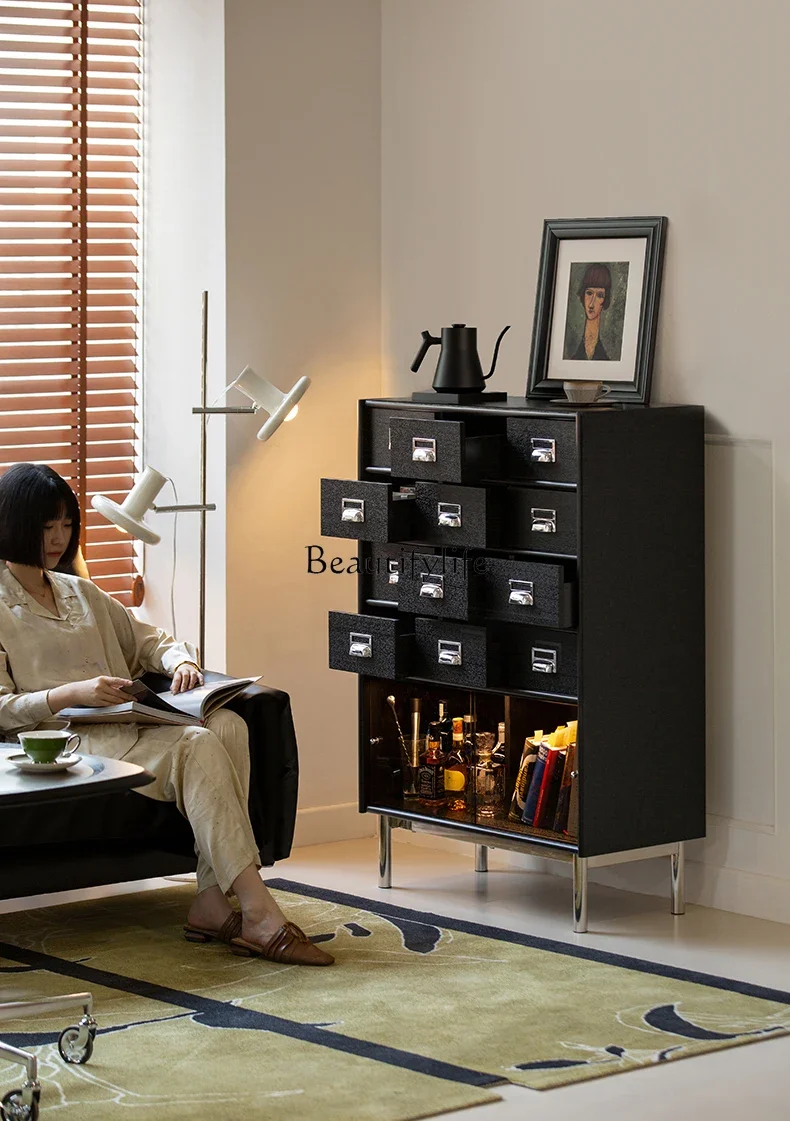 

02*Retro light luxury chest medieval furniture magazine porch drawer storage simple