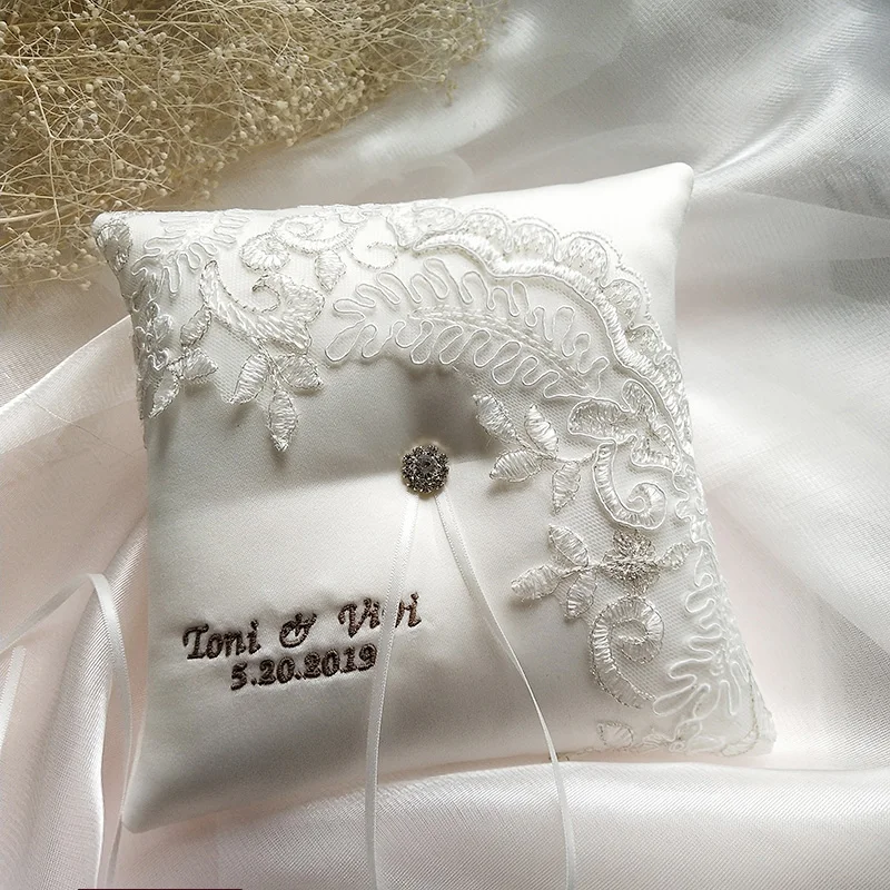 

Customized Names And Dates Ring Pillow Cushion Party Decoration Bridal Ring Pillows Valentine Day Supplies Can Do Different Size