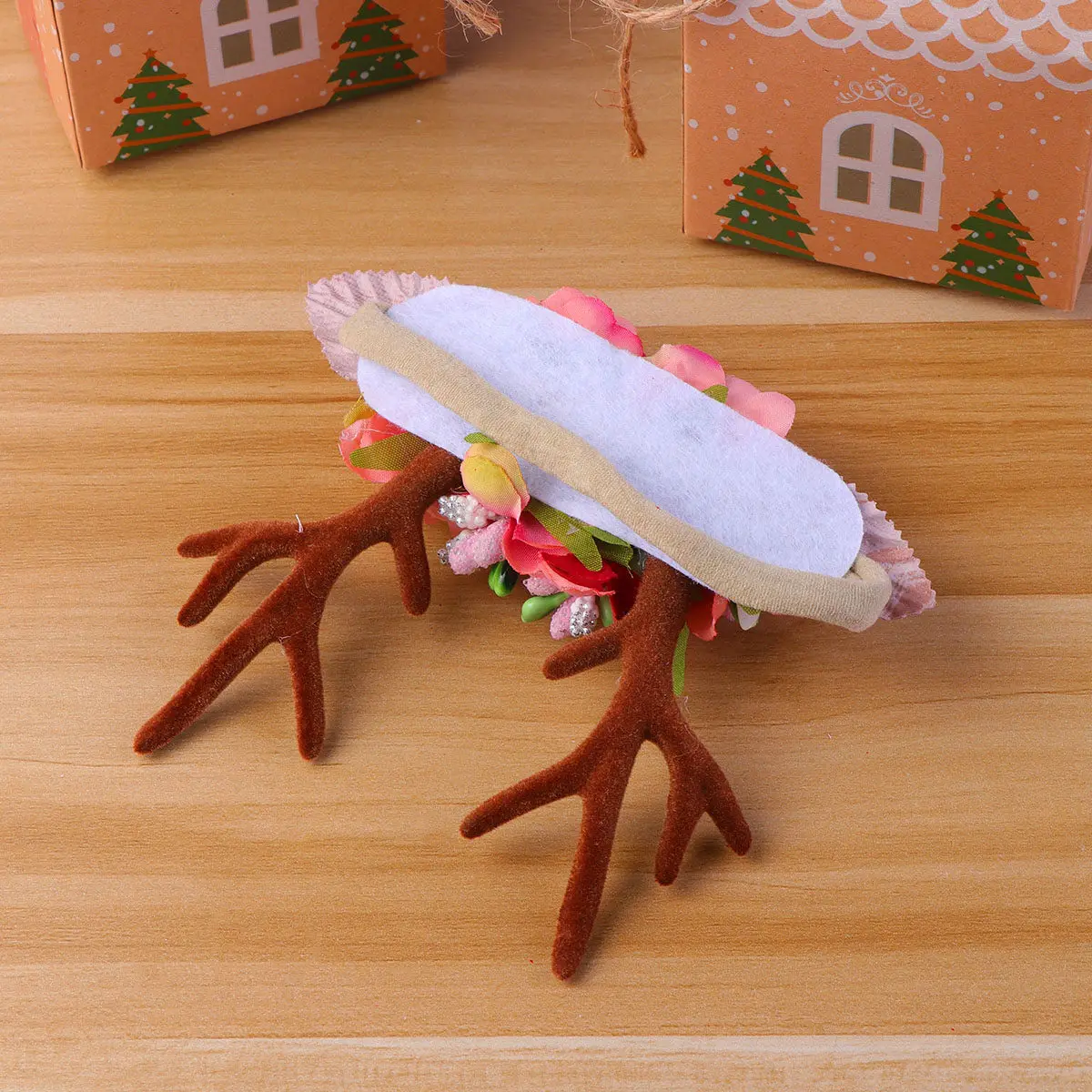 Antler Shape Headband For Baby Girls Decor Elastic Hair Band Soft Nylon Headdress Lovely Photo Prop Pink