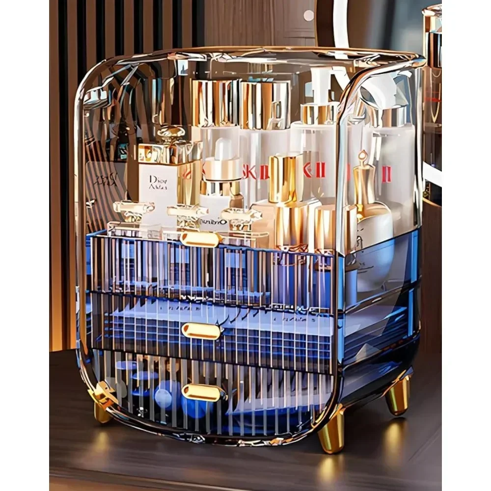 

Makeup Organizer, Large Capacity Cosmetics Makeup Organizer for Vanity, Dustproof Waterproof Cosmetics Display Case with Drawers