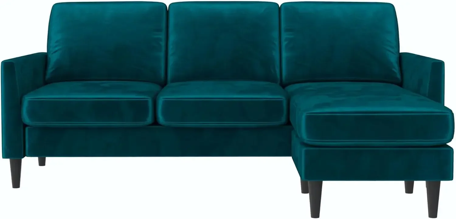 Winston Reversible Sofa Sectional, Green Velvet