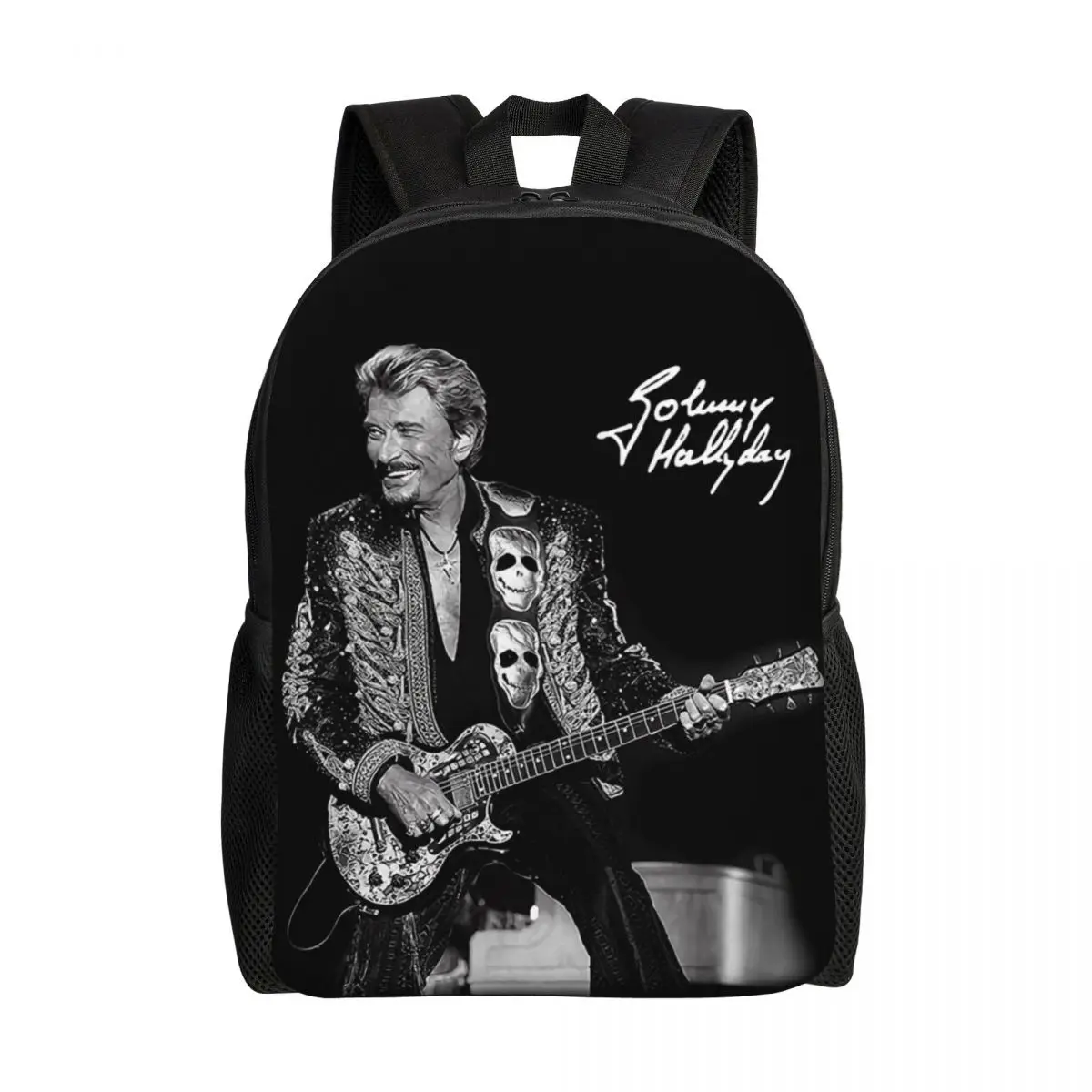 Custom 3D Printing Johnny Hallyday Backpac French Singer Rock Music College School Travel Bags Bookbag Fits 15 Inch Laptop