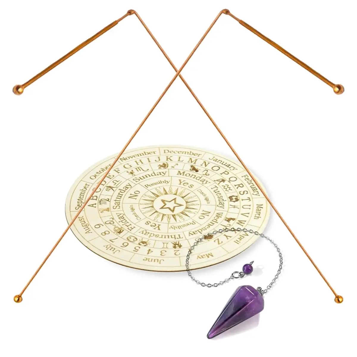 【Limited Offer】Copper Dowsing Rods, for Water Detection, Treasure Search, Spiritual Tools with Pendulum Pendant and Pendulum