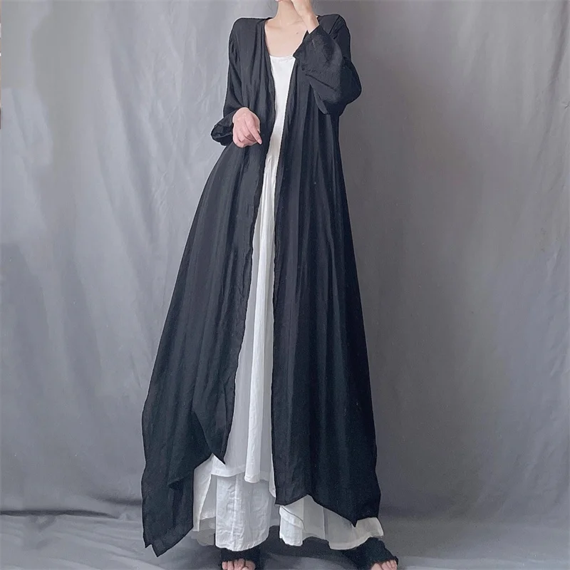 معطف واقي من الرياح للنساء بأكمام طويلة وحاشية غير متساوية باللونين الأسود والأبيض خفيف الوزن للربيع والصيف للحماية من الشمس ...