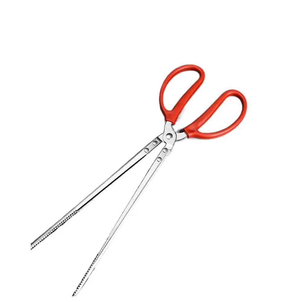 

Barbecue Grilling Kitchen Accessories Red Handle Multi-function Anti-slip Clip Sea Crab Tongs Fishing Catch Tool Tooth Clamp