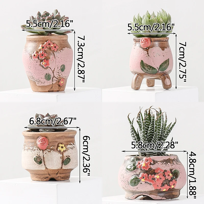 Mini Flower Ceramic Flowerpot Korean Ins Color Hand-painted Desktop Thumb Flowerpot Balcony Meat Flowerpot Family Garden