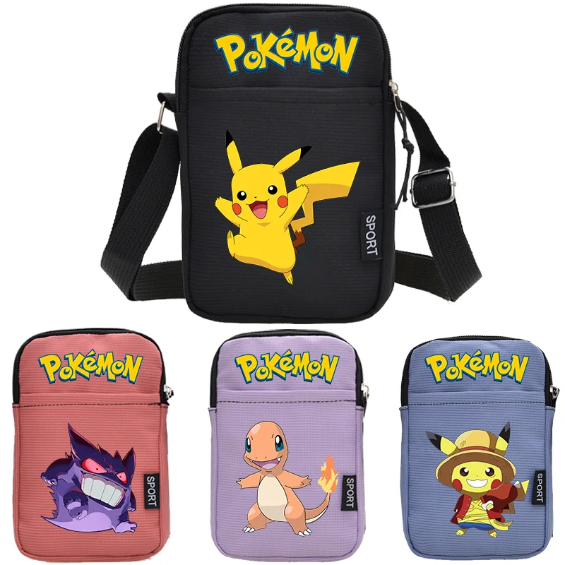 Anime Poke mon Card Storage Wallet Purse Candy Bag Travel Handbags Black Blue Cartoon Crossbody Shoulder Zipper Birthday Gift